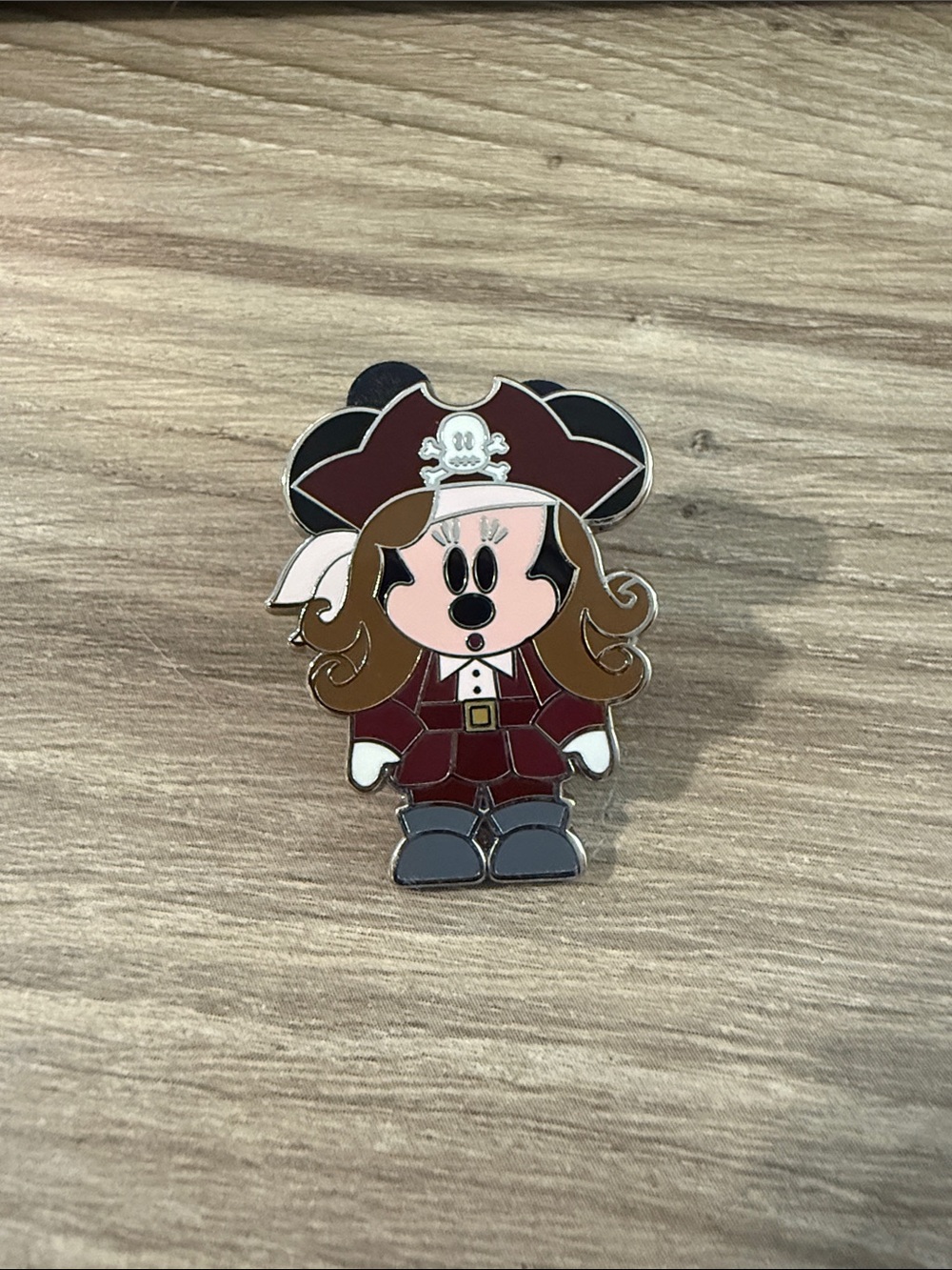 Disney Minnie Mouse Pirate Enamel Pin - Maroon, Brown, Black, Pink, Gray, White